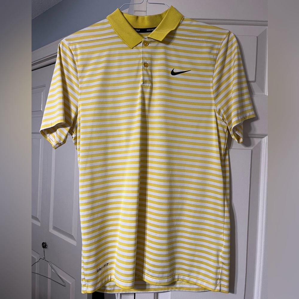 Yellow Striped Nike Golf Polo